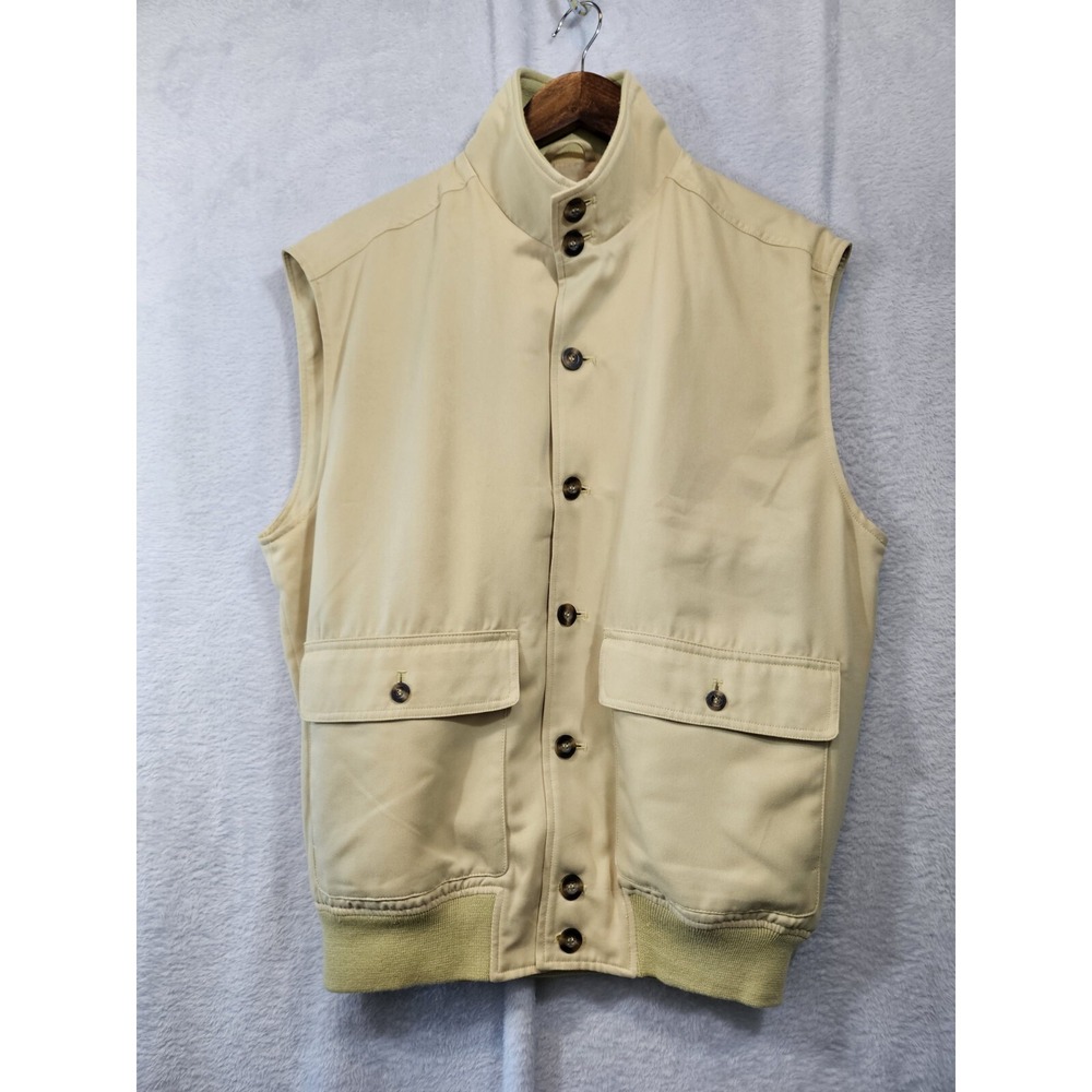 TravelSmith Mens Travel Vest Size Medium Yellow Full Button Hike Fish Hunt Photo